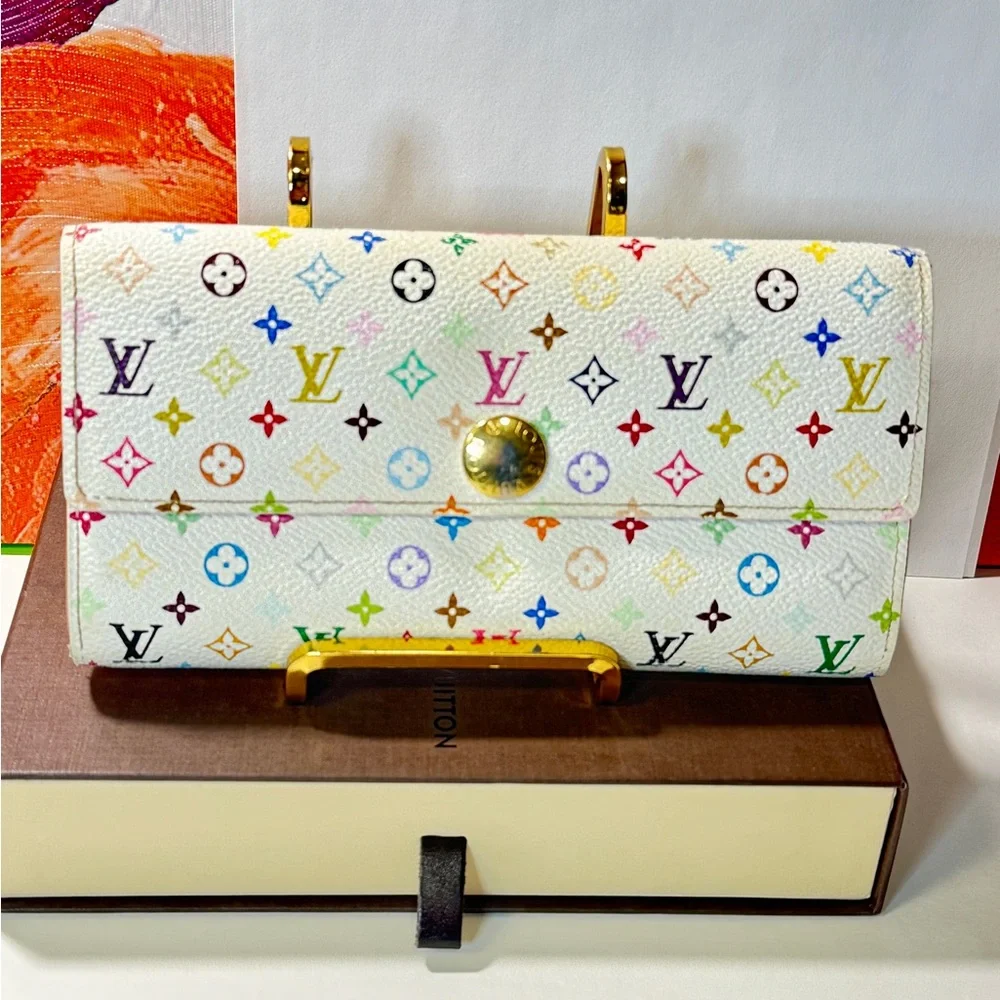 Louis Vuitton White Multicolor Monogram Wallet - Picture 4 of 15
